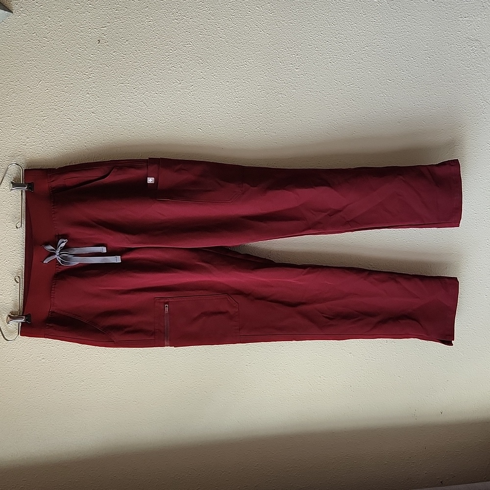 Figs Yola Burgundy Red High Rise Skinny Scrub Pants Size S